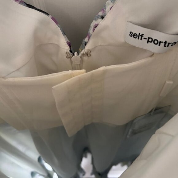 NWT Self-Portrait Floral Lace Chiffon Mini Dress | Mint | US 8 / UK 12 - Picture 9 of 12